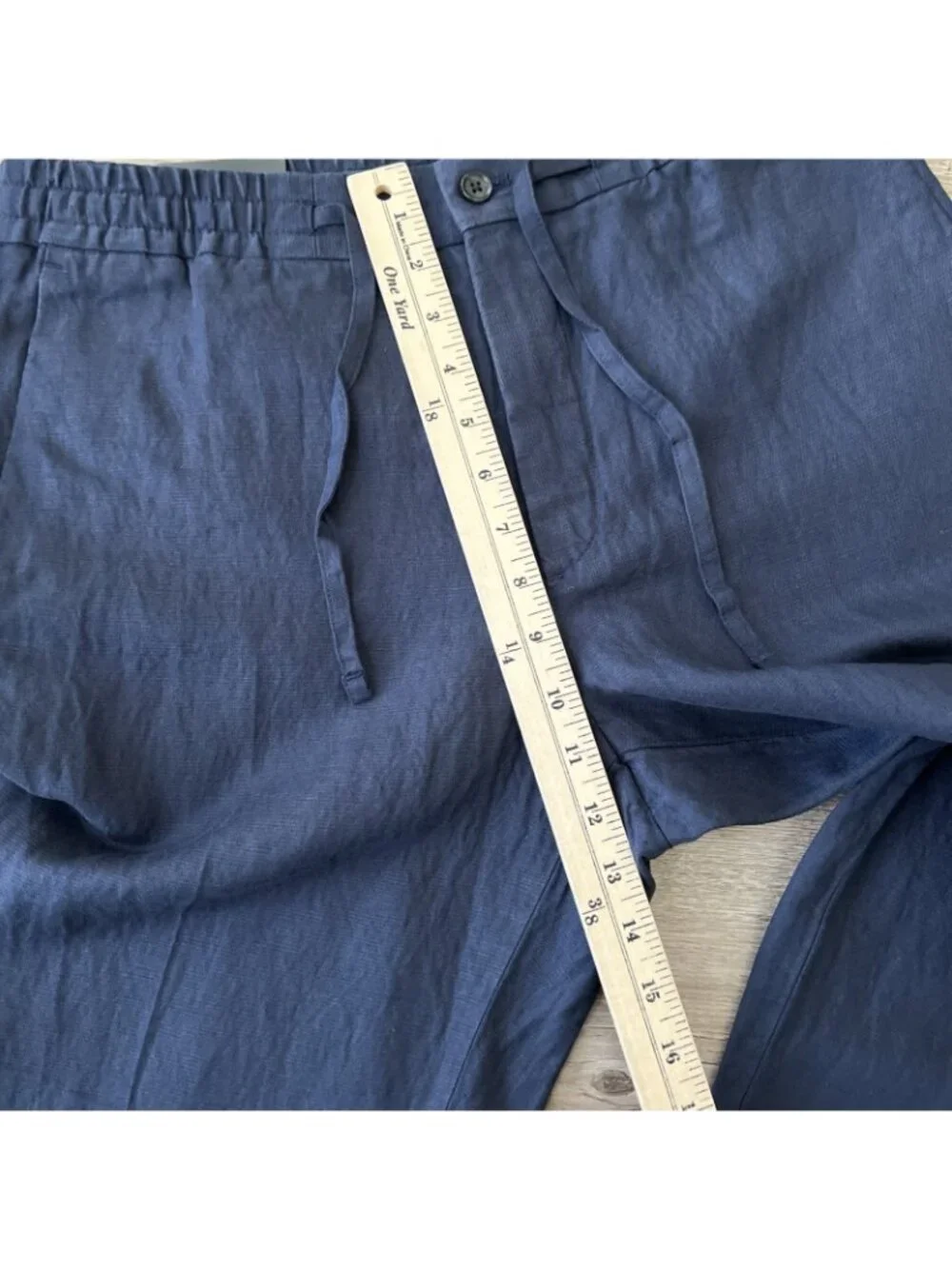 J Lindeberg Sasha Drape Linen Pants Mens 32x30 Navy Elastic Waist Slim Fit NWT